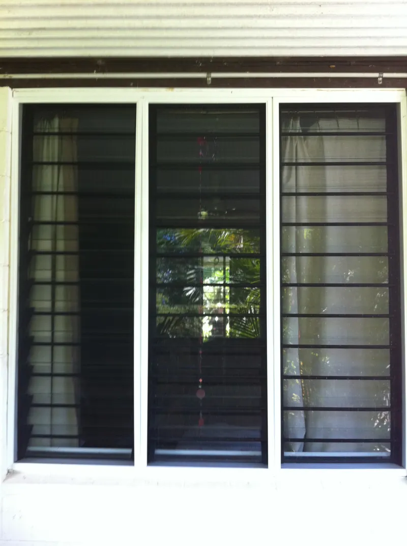 Louvre windows with security bars for residential security